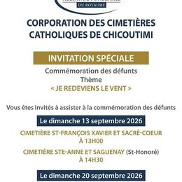Photo of Commémoration Des Défunts Cimetières 2026, obituary in Québec
