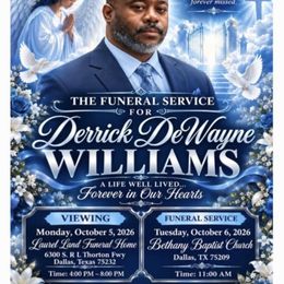 Photo de Derrick Dewayne Williams, avis de décès