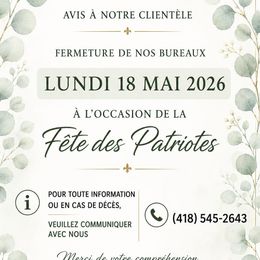 Photo de Fêtes des Patriotes 2026, avis de décès